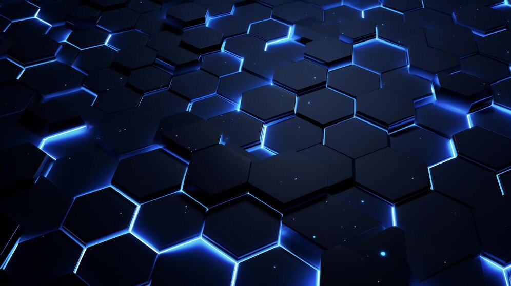 Dark hexagonal honeycomb pattern background representing The Agent Hive real estate community and REAL Broker network.